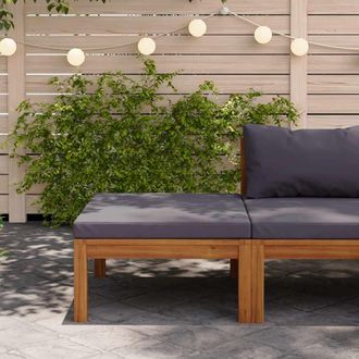 vidaXL Vidaxl - Reposapi&eacute;s Con Coj&iacute;n Gris Oscuro Madera Maciza De Acacia