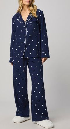 Splendid Lottie Love Cotton Gauze Pajamas in Navy Blue/White at Nordstrom, Size X-Small
