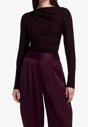 Smythe Ruched Knit Top In Prune