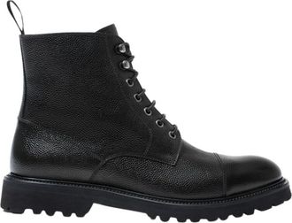 Scarosso Jackie Grain Zwarte Veterlaarzen - Heren - Veterlaarzen - Zwart - 40 EU - Leer - Schoenen
