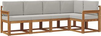 vidaXL Conjunto De Sof&aacute;s De Exterior 5 Uds. Gris Natural Y Claro Vidaxl