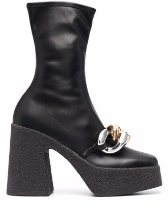 Stella McCartney Skyla chain-embellished 120mm boots - women - Other fibres - 36 - Black