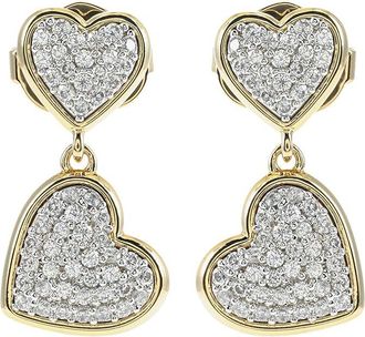 Kate Spade New York Heart Pave Drop Womens Earrings Earring Clear/Two Tone, Brass/Cubic Zirconia/Glass