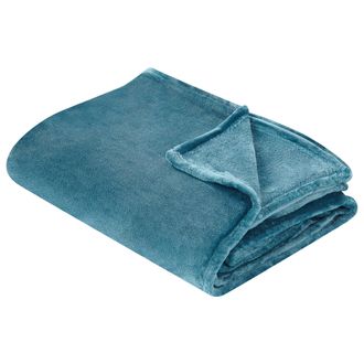 Beliani Beliani - Manta Azul 200 X 220 Cm Poli&eacute;ster Colcha Cubrecama Suave Moderno Bayburt
