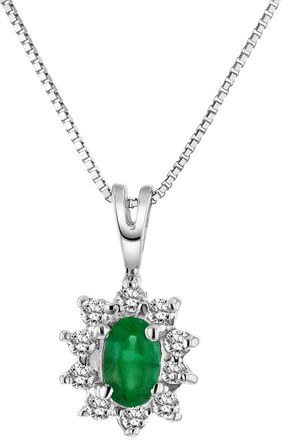 Diana M. Jewels 0.35cttw Diamond and Emerald Pendant 14k Gold