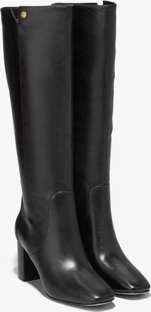 Cole Haan Chrystie M Black Leather Knee High Riding Boots RHS7883