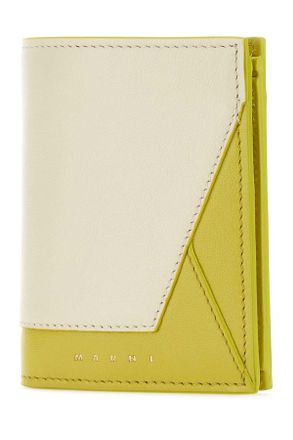 Marni Womens Two-Tone Leather Wallet Talclightlime Exterior: Bovine Portafogli