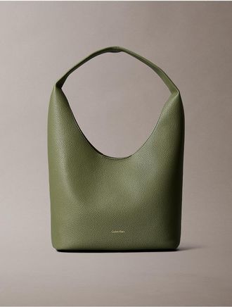 Calvin Klein Womens Pebble Grain Slouchy Bag - Green