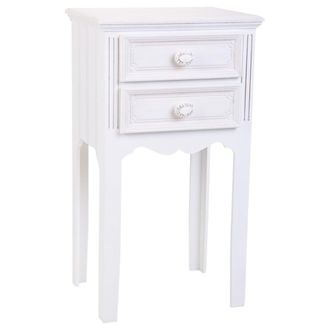 Wanderlust Deco Mesita de madera de 2 cajones blanco 38x28x69