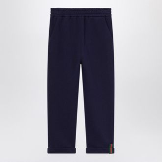 Gucci Pantalone blu scuro con dettaglio Web