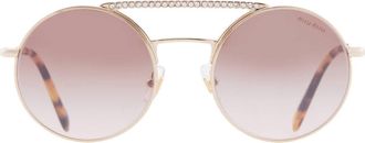 Miu Miu Brown Gradient Mirror Silver Round Ladies Sunglasses MU 52VS ZVNQZ9 50