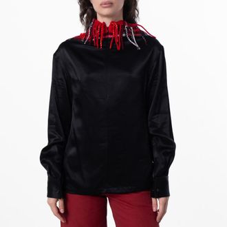 Burberry Long-Sleeved Check Scarf Top, Brand Size 10 ( US Size 8 )