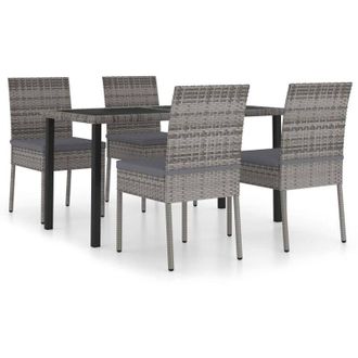 vidaXL Vidaxl - Juego De Comedor Para Jard&iacute;n 5 Piezas Rat&aacute;n Sint&eacute;tico Gris
