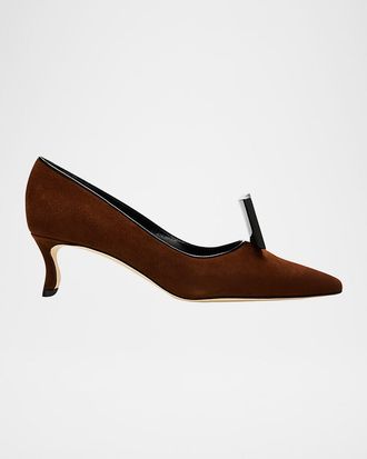 Manolo Blahnik 50mm Potoka Suede Pumps