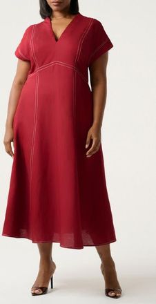 Estelle Arden Linen Blend Empire Waist Dress in Raspberry at Nordstrom, Size 18W