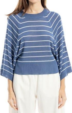 Max Studio Stripe Raglan Sleeve Sweater in Denim/Ivory Stripe at Nordstrom Rack, Size X-Large