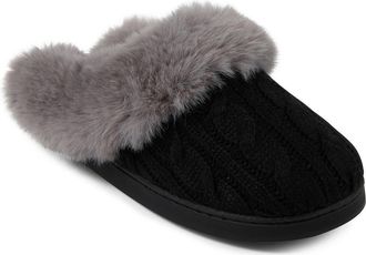 Floopi Faux Fur Trim Scuff Slipper in Black at Nordstrom Rack, Size X-Large
