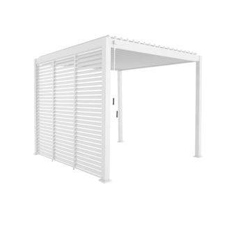 Sweeek P&eacute;rgola bioclim&aacute;tica de aluminio 3x3m con 3 persianas, blanca