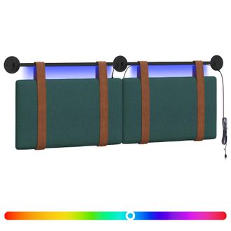 vidaXL Cabecero Colgante Con Luz Led Verde Oscuro Pu Antiguo Vidaxl