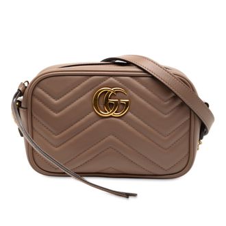 Gucci Tweedekans Mini Gg Marmont Matelass&eacute; Leren Schoudertas