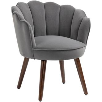 HOMCOM Poltrona Design in Velluto con Schienale a Conchiglia 66x66x78.5cm Grigio - Homcom
