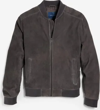Cole Haan Mens Zip Up Suede Jacket - Grey Size Medium
