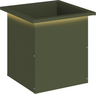 vidaXL Jardinera Para Jard&iacute;n Con Luces Led Verde Oliva 40 X 40 X 40 Cm Vidaxl