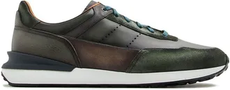 Magnanni panelled low-top sneakers - men - Leather/Calf Hair/Rubber - 41.5 - Green