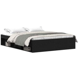 vidaXL Estructura De Cama Sin Colch&oacute;n Roble Negro 160x200 Cm Vidaxl