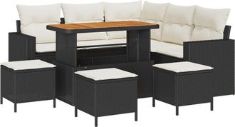 vidaXL Vidaxl - Garden Sofa Set 9 pcs Black and cream 110 x 55 x 71 cm