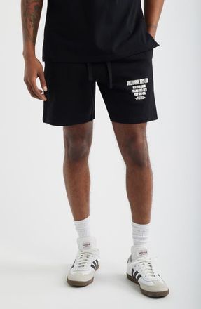 Billionaire Boys Club Satellite Logo Detail Cotton Fleece Drawstring Shorts in Black at Nordstrom, Size Xx-Large