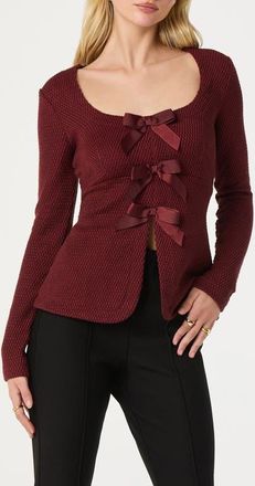 ASTR the Label Split Front Bow Top in Burgundy at Nordstrom, Size X-Large