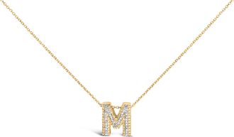House of Brilliance Yellow Gold Vermeil.925 Sterling Silver Diamond Accent A-Z Initial Bubble Pendant Necklace