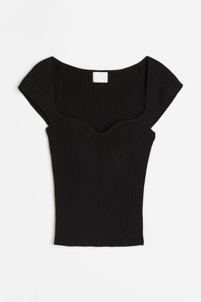 H&M Shirt in Rippstrick - Schwarz