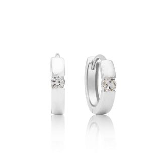 MAX + STONE 14k Yellow or White Gold Small Round Gemstone Huggie Hoop Earrings