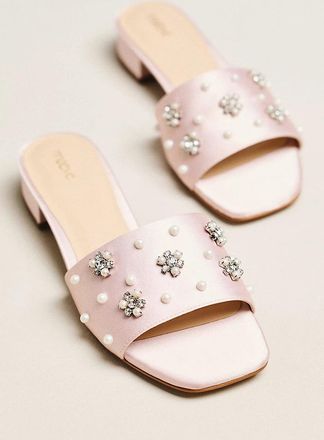 Maeve Satin Embellished Slide Sandals