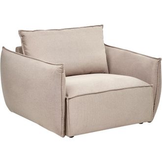 Beliani Beliani - Sill&oacute;n De Tela Bajo Asiento Profundo Y Ancho Respaldo Acolchado Acogedor Moderno Gris Pardo Kunes
