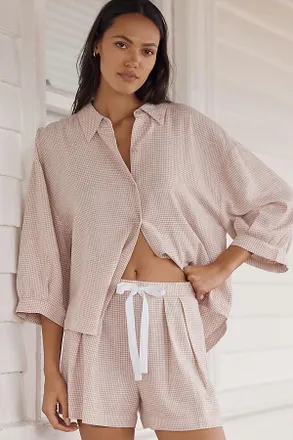 Eberjey Linen-Blend Relaxed Shorts