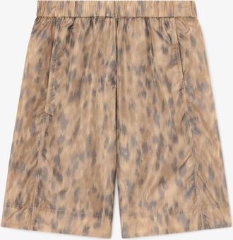 Ganni Shorts in Printed Nylon - Size 32 Burro