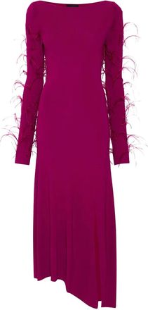 Sally Lapointe Abito midi con dettagli piume - Viola