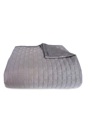 BedVoyage Luxury 100% Viscose Cooling Quilted Brick Coverlet in Platinum at Nordstrom, Size Full/queen