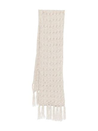 Coccinelle cable-knit fringed scarf - Neutrals