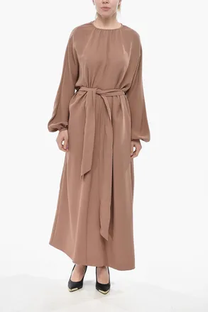 Super Blond Vestito Midi in Seta con Cintura Super Blond