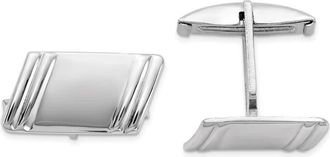 Diamond2Deal Sterling Silver Rhodium-plated Diagonal Stripes Cuff Links