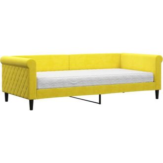 vidaXL Sof&aacute; Cama Con Colch&oacute;n Terciopelo Amarillo 90x200 Cm Vidaxl