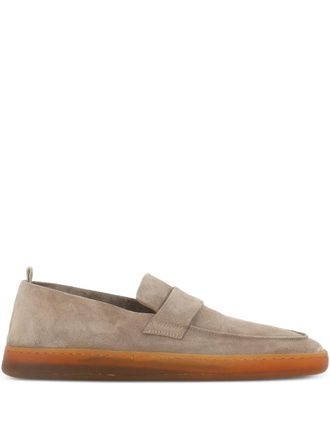 Officine Creative Herbie suede strap-detail loafers - men - Calf Suede/Calf Leather/Rubber - 42 1/2 - Neutrals