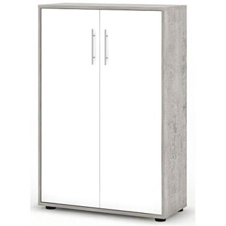 Dmora Armadio Multiuso 2 Ante Parabita, Cassetti, 4 Ripiani, 2 Ante, 79x118h cm Grigio Cemento