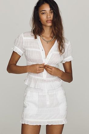 Rowing Blazers Cotton Ruffle Trim Mini Skirt