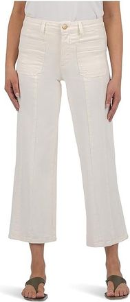 Kut from the Kloth Charlotte High Rise Wide Leg Womens Jeans Ecru : 18, Cotton/Denim/Spandex