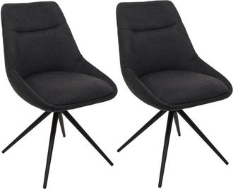 Hhg [nunca Usado] Lote De 2 Sillas De Comedor Hhg-066, Silla De Cocina Sill&oacute;n Silla, Giratoria Autoposicionable Metal Tela/textil, Antracita